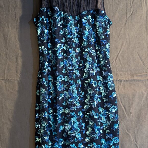 Belle Badgley Mischka Paris Dress blue size 4 cocktail sequin BNWT - Picture 1 of 11